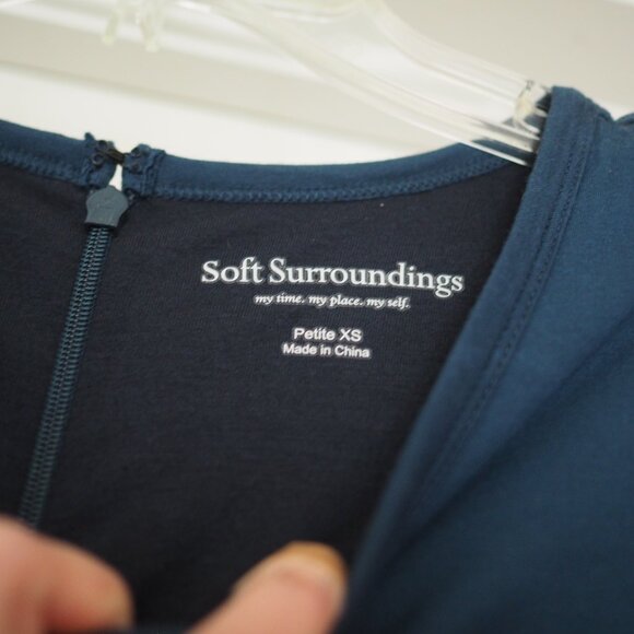 Soft Surroundings Maxi Blue and Gray Long Sleeve Dress Extra Small Petite - Picture 6 of 12